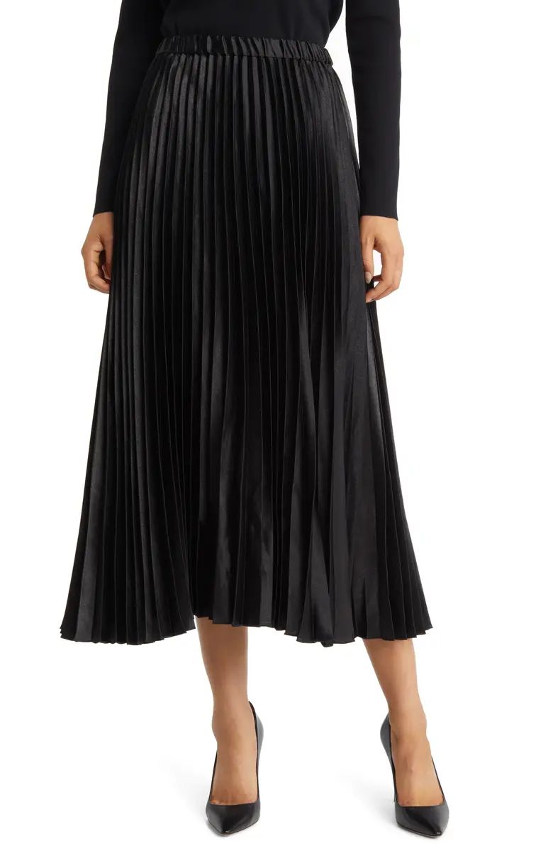Anne Klein Pleated Satin Midi Skirt | Nordstrom | Nordstrom