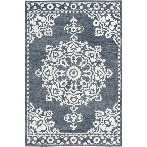 Bhavna Handmade Medallion Wool Area Rug - 8' x 10' - Grey | Bed Bath & Beyond