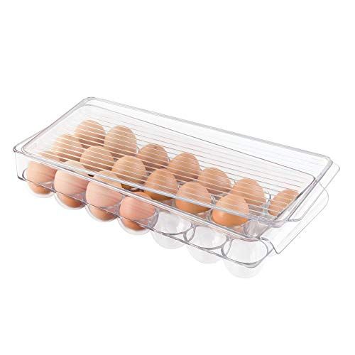 iDesign Plastic Egg Holder for Refrigerator with Handle and Lid, Fridge Storage Organizer for Kitchen, Set of 1, Clear | Amazon (US)