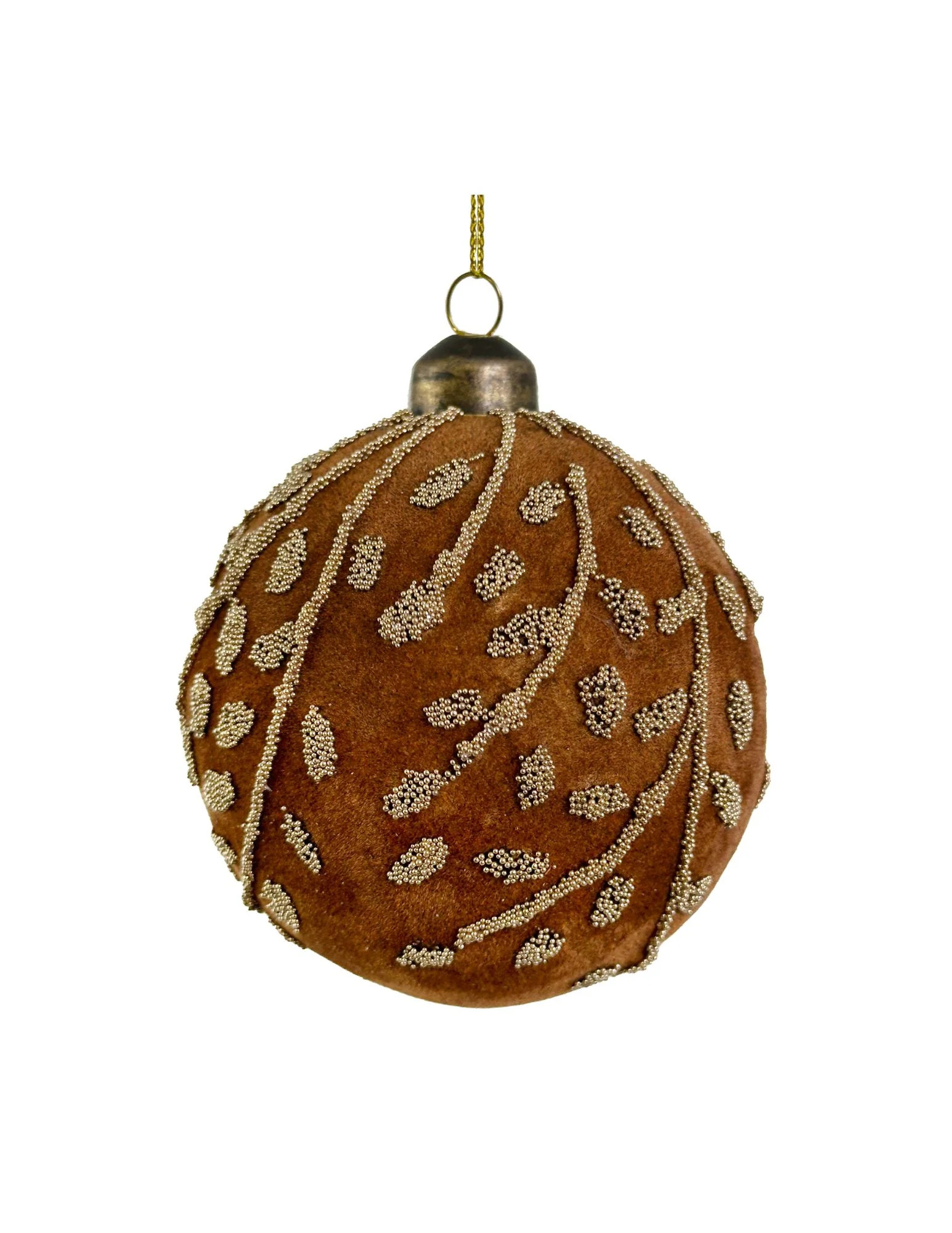 Beaded Tan Velvet Ornament | Gatehouse No.1