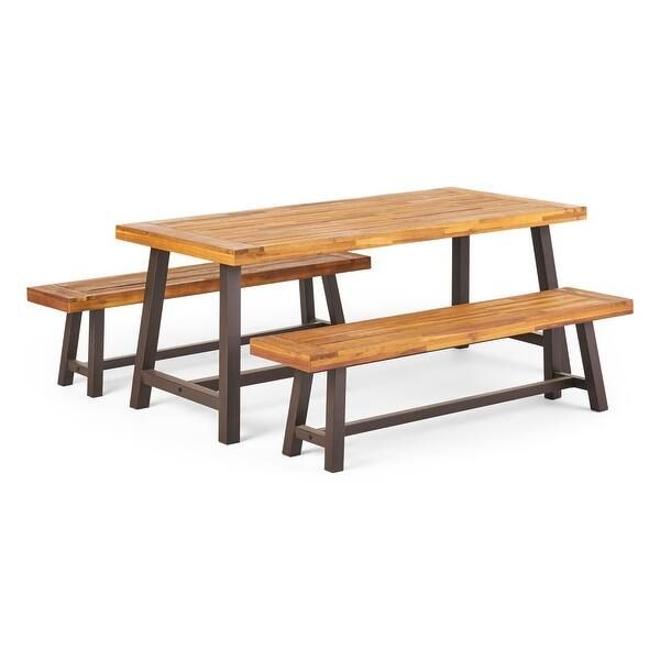 Carlisle Acacia Outdoor 3-piece Dining Set by Christopher Knight Home | Bed Bath & Beyond