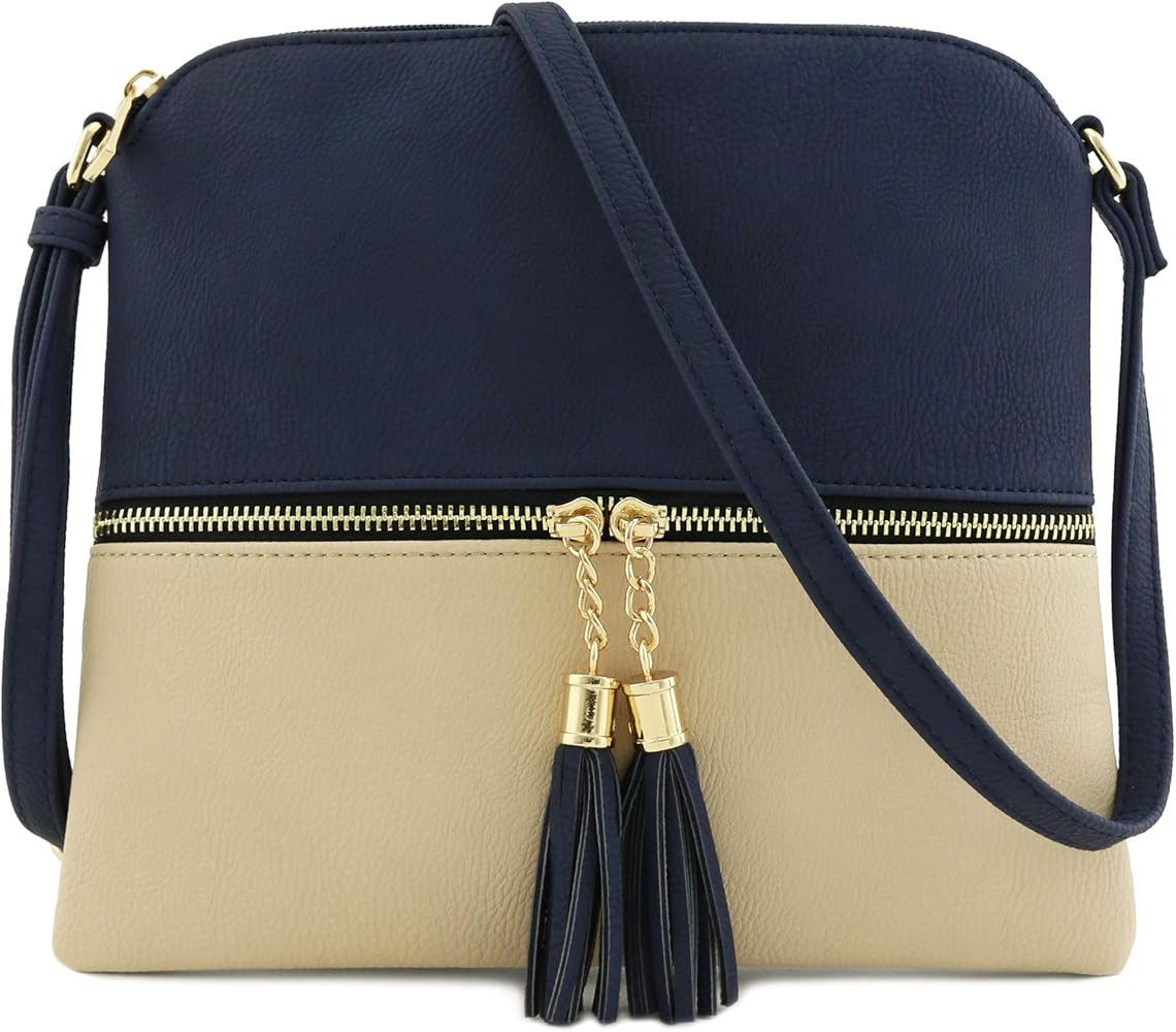 Lightweight Medium Crossbody Bag with Tassel | Amazon (US)
