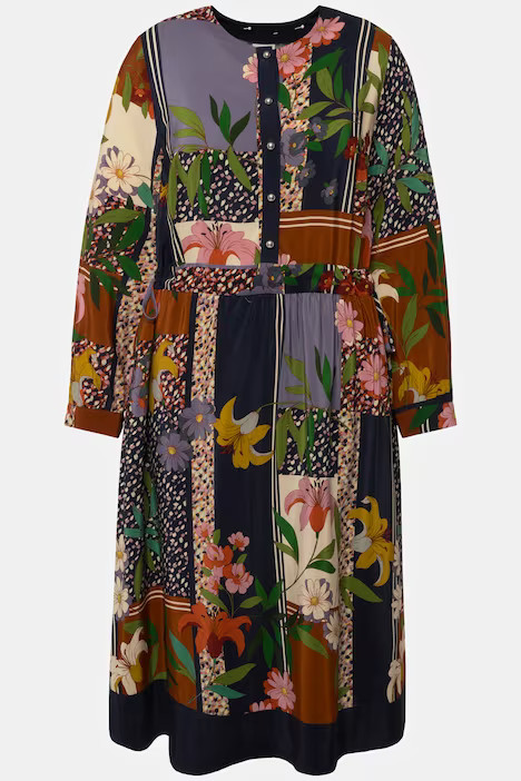 Country Leaf Long Sleeve Midi Dress | Ulla Popken - US & CA