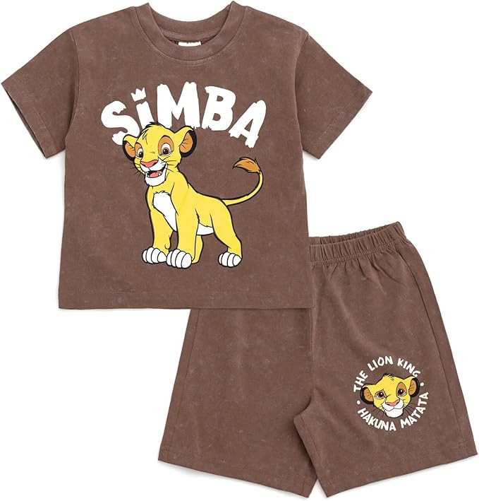Disney French Terry T-Shirt and Shorts Outfit Set Infant to Big Kid Sizes (12 Months - 18-20) | Amazon (US)