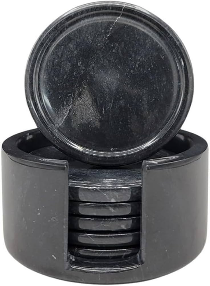 6 Pcs Marble Coaster Set with Holder 3.5", Best Absorbent Round Tea Coasters for Home, Office, an... | Amazon (US)