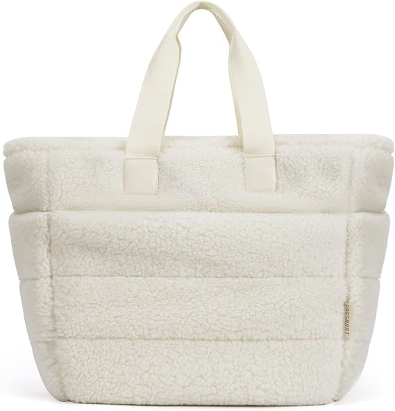 BAGSMART Plush Tote Bag for Women, Fluffy Top Handle Bags with Zipper, Winter Cute Tote Handbag w... | Amazon (US)