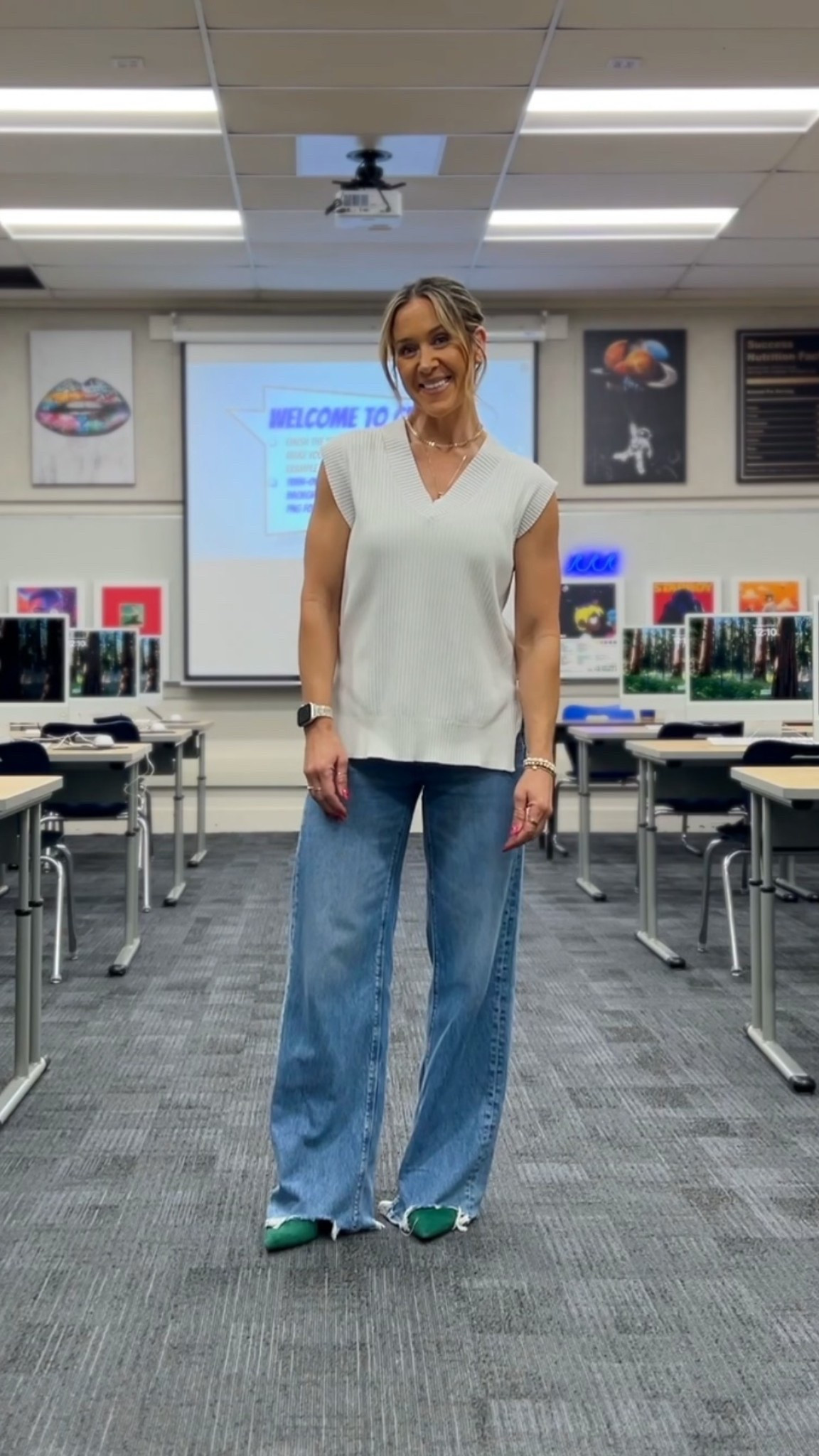 Not gonna lie this last minute quick throw on ended up being one of my fave outfits. It’s all oversized and so comfy. With a little pop of colored heels, it dressed up for work🤓💫

#LTKgrwm #LTKootd #LTKWorkwear