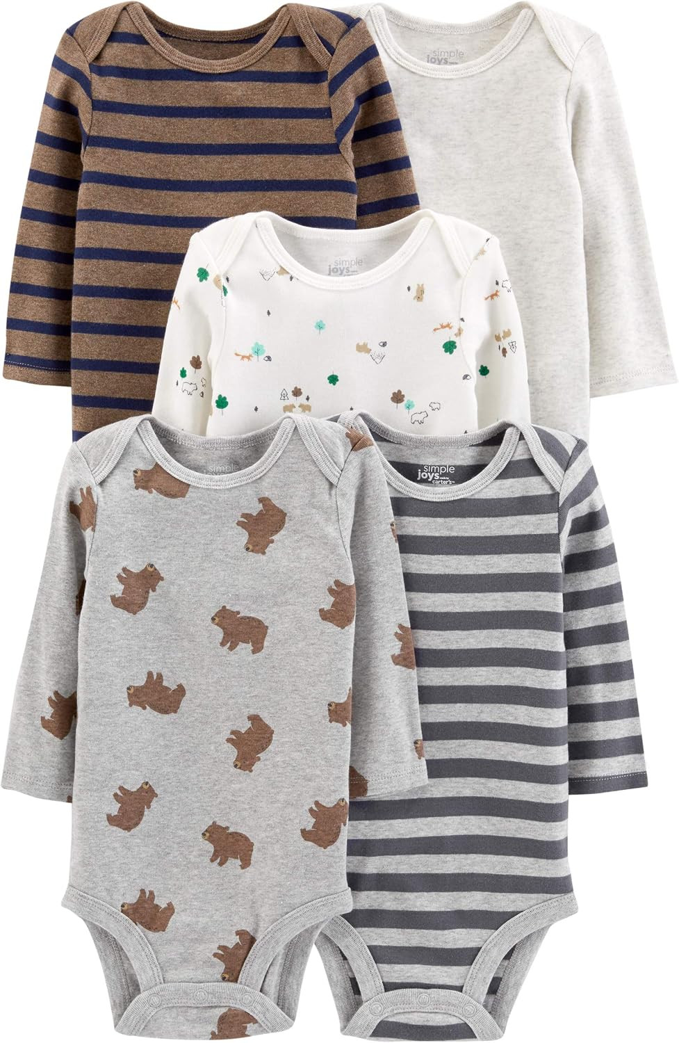 Simple Joys by Carter's Baby Boys Long-Sleeve Bodysuit Pack of 5Bodysuit | Amazon (US)