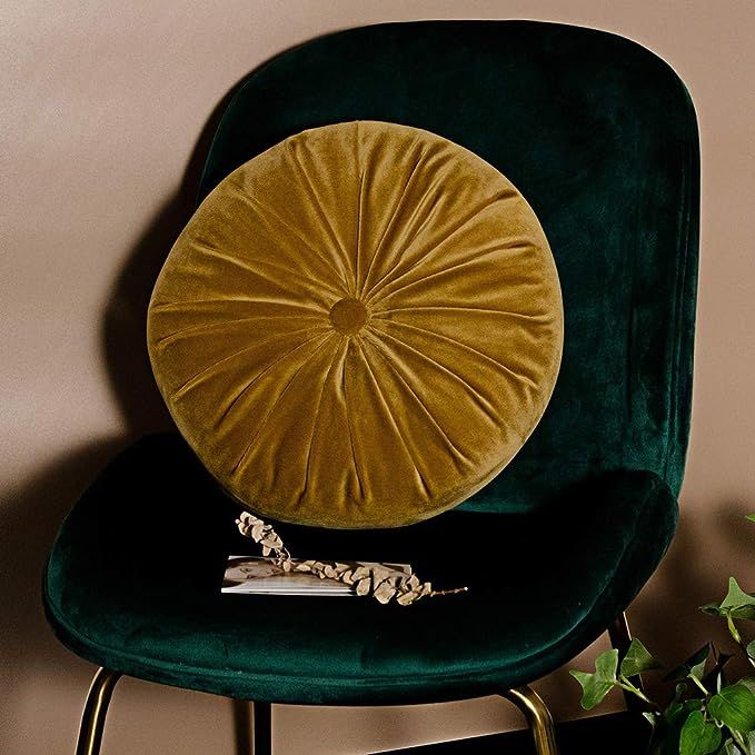 vctops Round Velvet Solid Color Chair Cushion Pumpkin Pleated Throw Pillow Home Decorative Floor ... | Amazon (US)