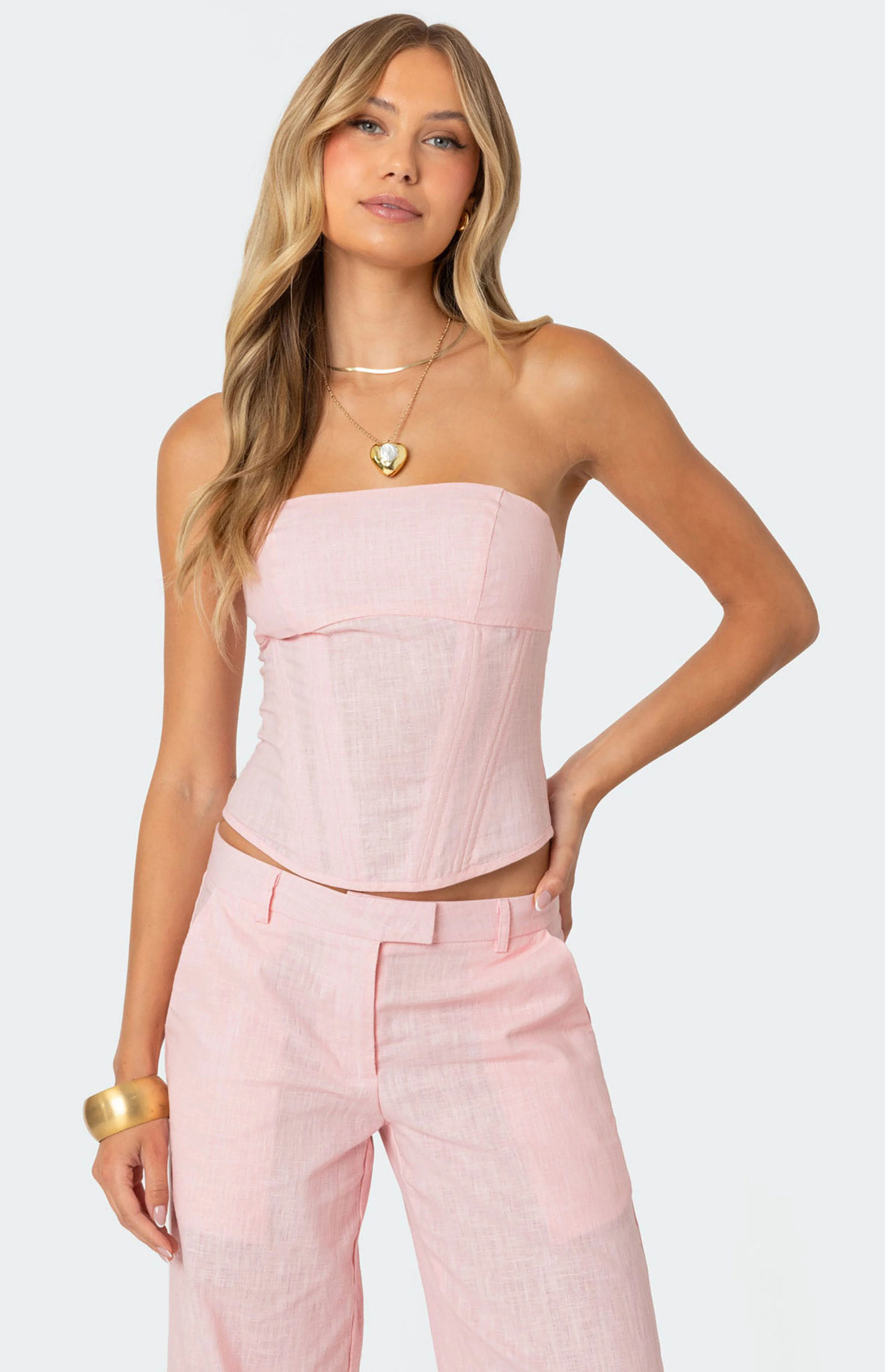 Edikted Arya Linen Look Corset | PacSun