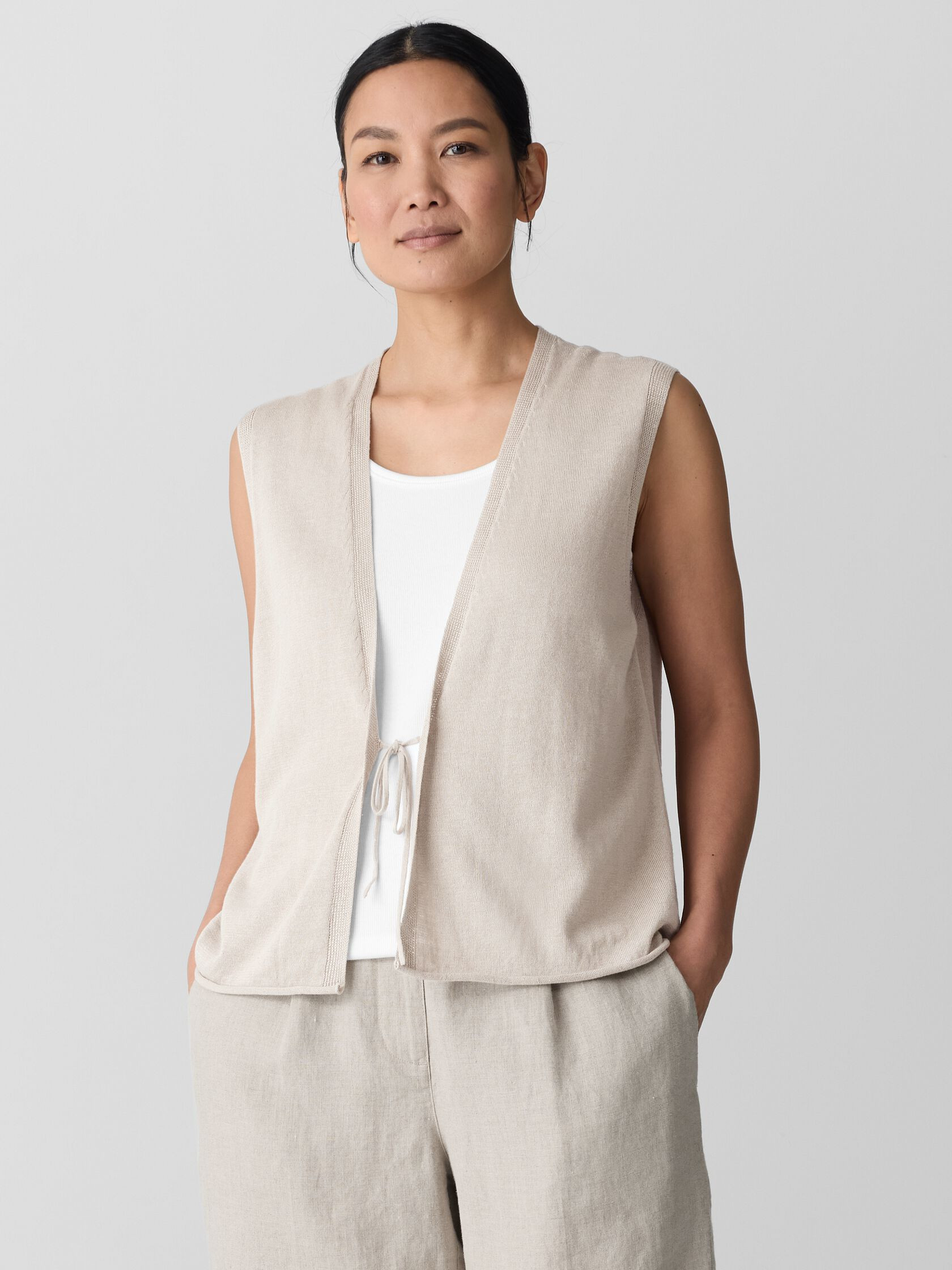 Organic Linen Cotton Vest | Eileen Fisher