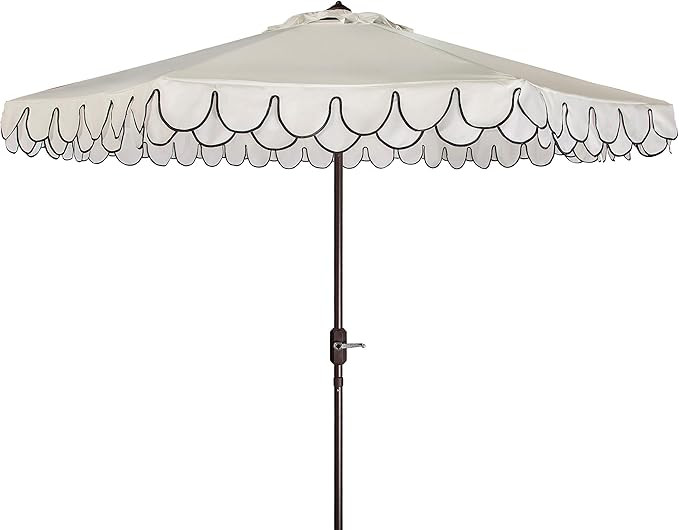 Safavieh PAT8106E Outdoor Elegant Valance White and Black 11-Foot Round UV Protected Umbrella | Amazon (US)