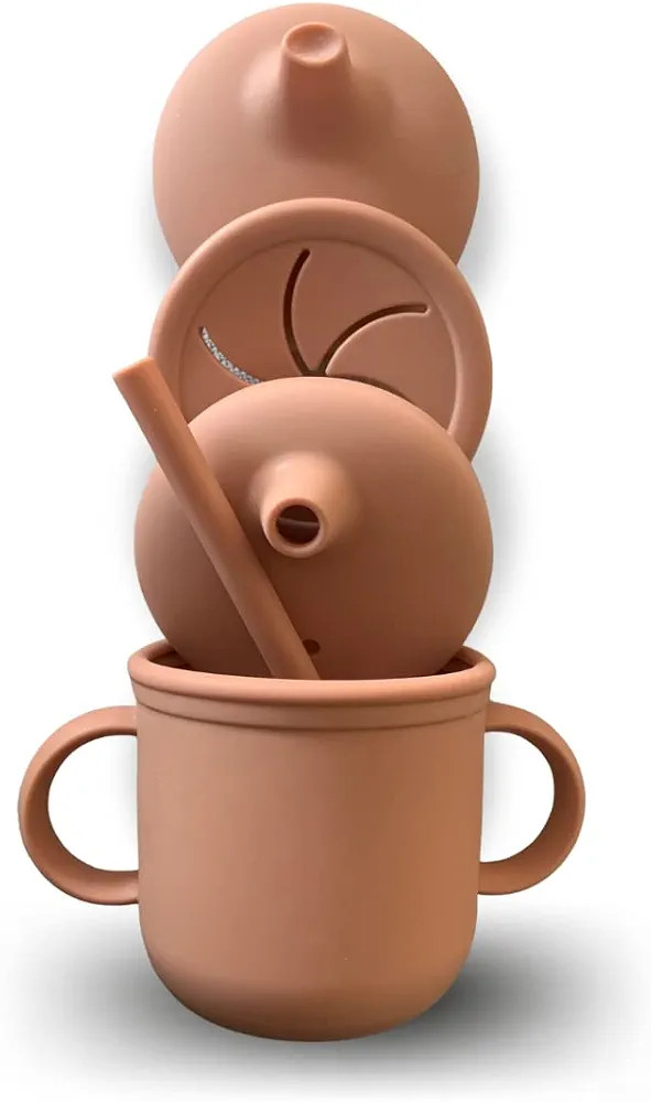 Silleebee Silicone 5-in-1 Toddler Open Training Cup | 3 Interchangeable Lids with Straw and Handl... | Amazon (US)