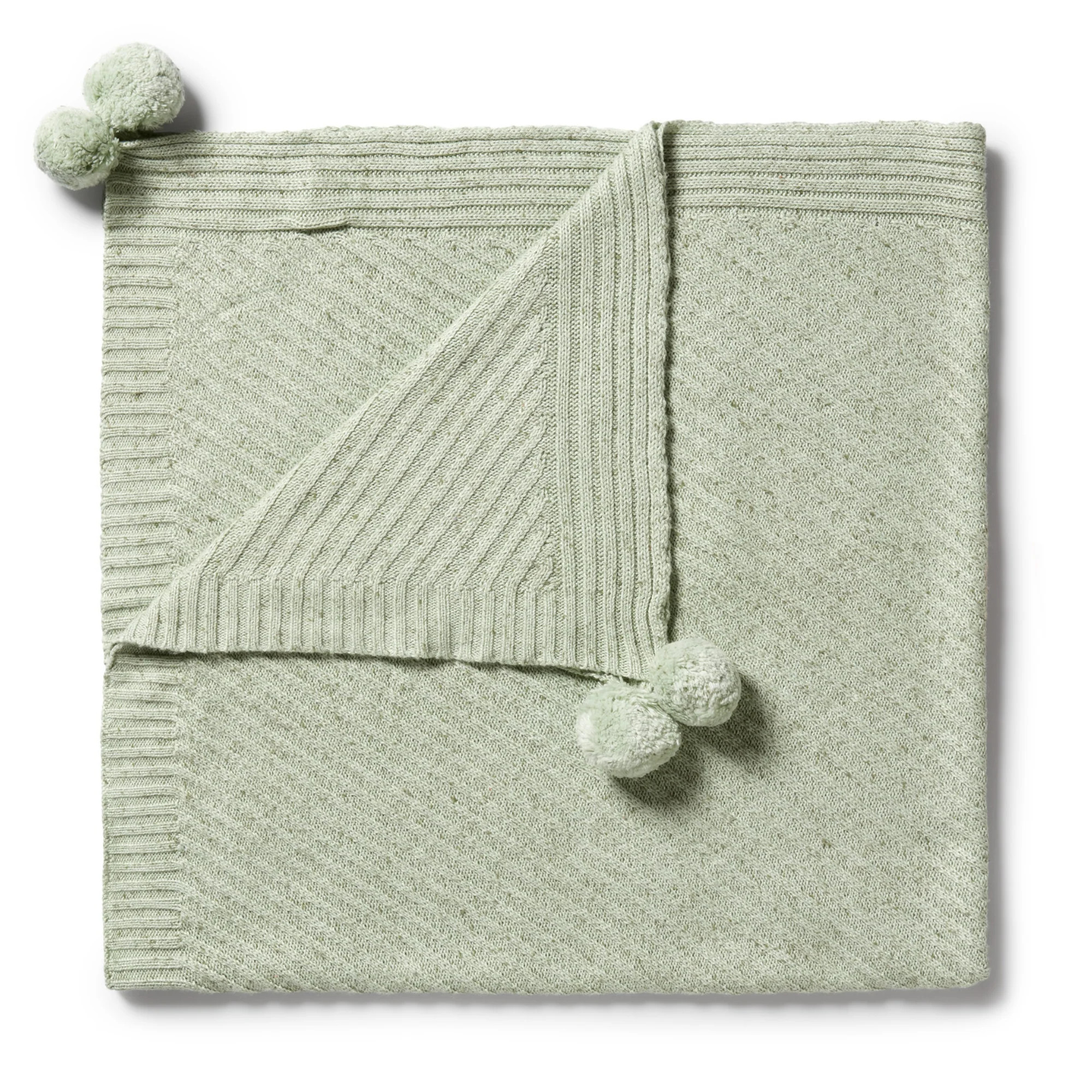 Knitted Jacquard Blanket, Sage | SpearmintLOVE