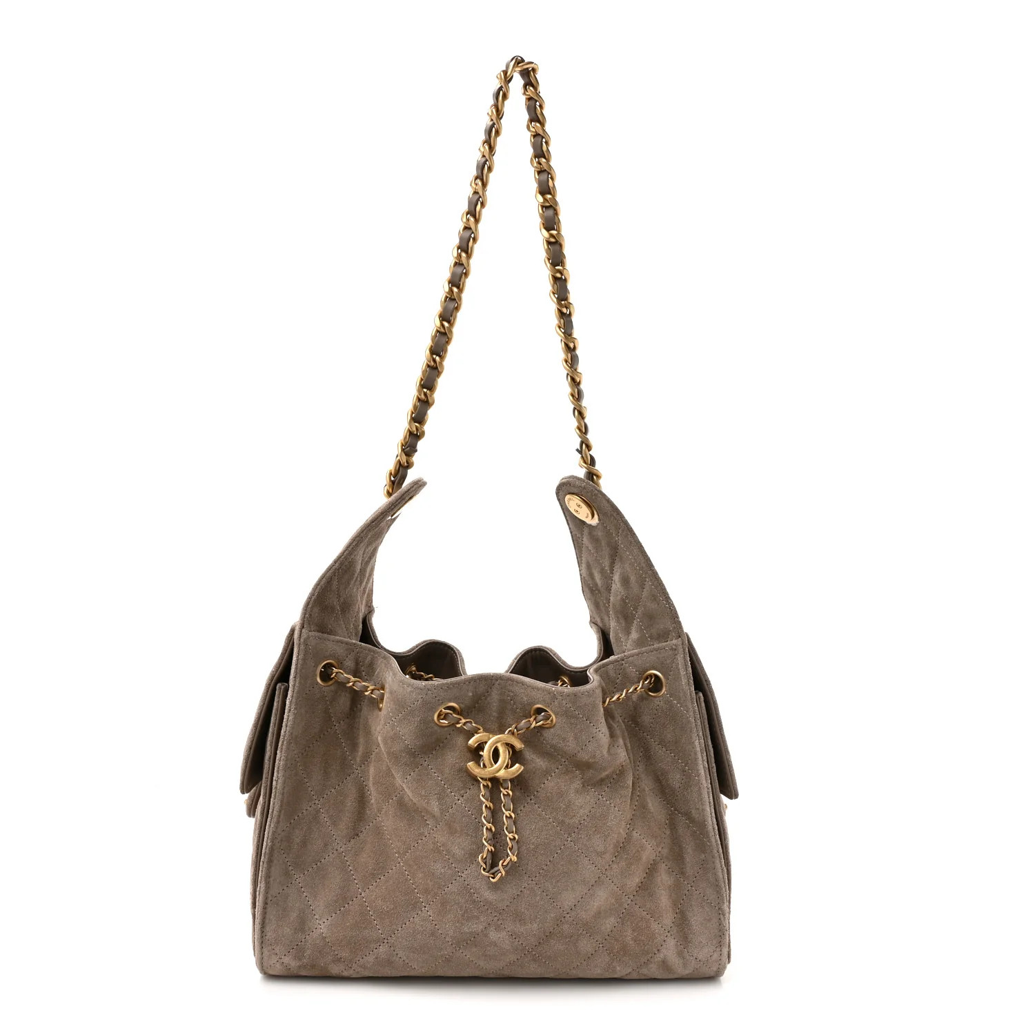 Suede Quilted Small Chanel 25 Handbag Dark Grey | FASHIONPHILE (US)