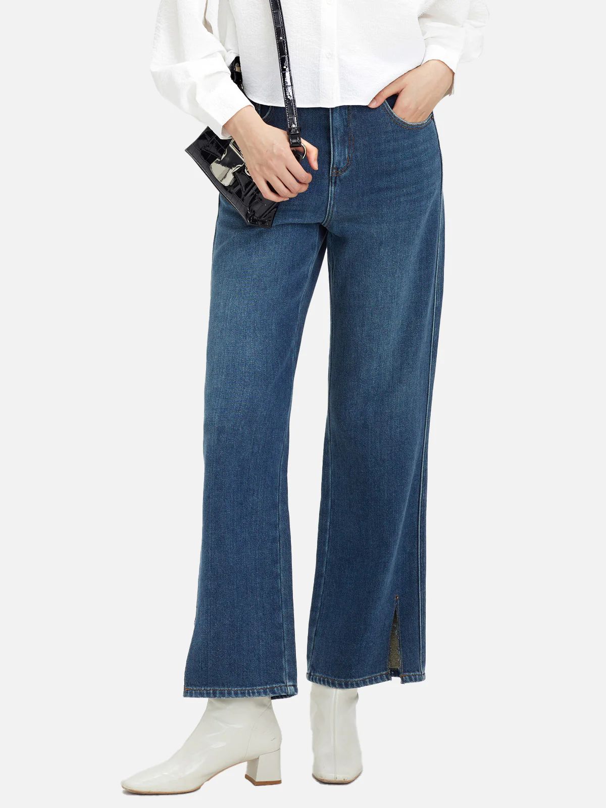 Split Hem High-Rise Loose Jeans | SDEER