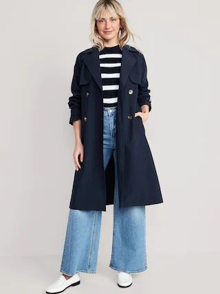 Double-Breasted Tie-Belt Trench Coat for Women | Old Navy (US)