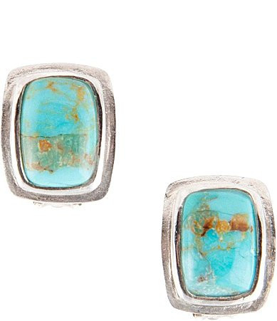 Barse Sterling Silver Genuine Turquoise Clip Stud Earrings - Turquoise/Silver | Dillard's