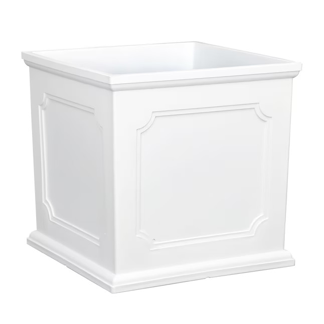 allen + roth 14.02-in W x 14.9-in H White Resin Contemporary/Modern Indoor/Outdoor Planter | Lowe's