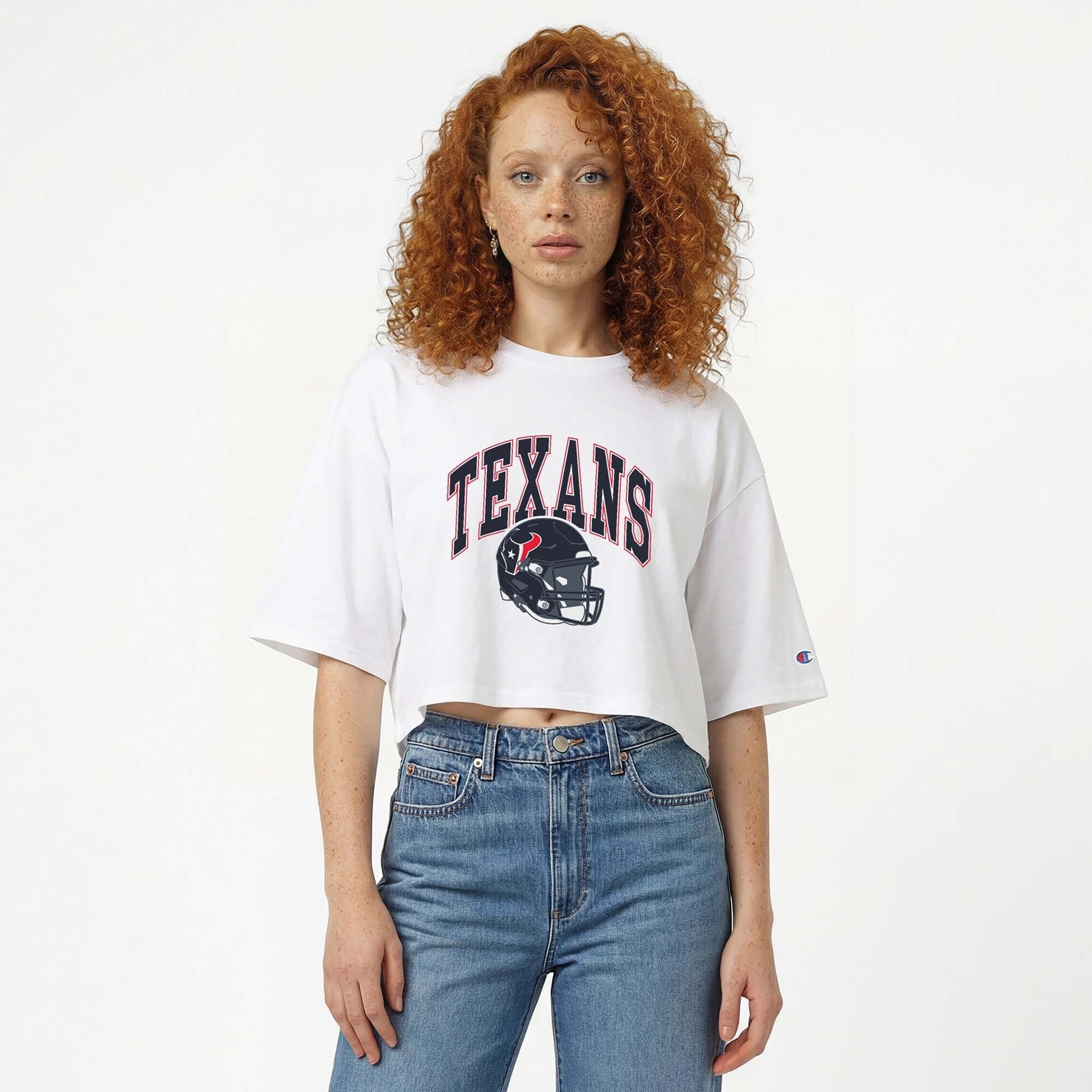 Houston Texans Champion Women's Boyfriend Cropped T-Shirt - White | Fanatics