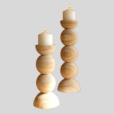 16.5'' H Wood Tabletop Candlestick | Wayfair North America