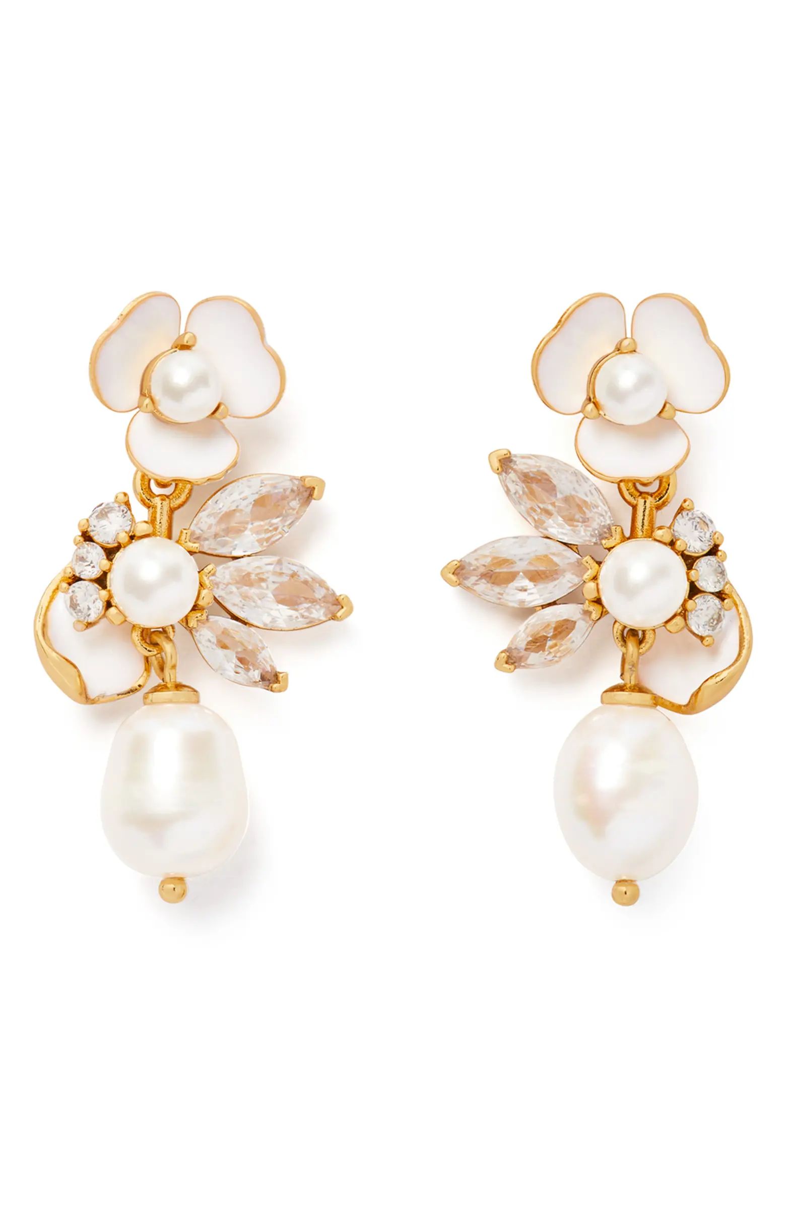 floral freshwater pearl drop earrings | Nordstrom