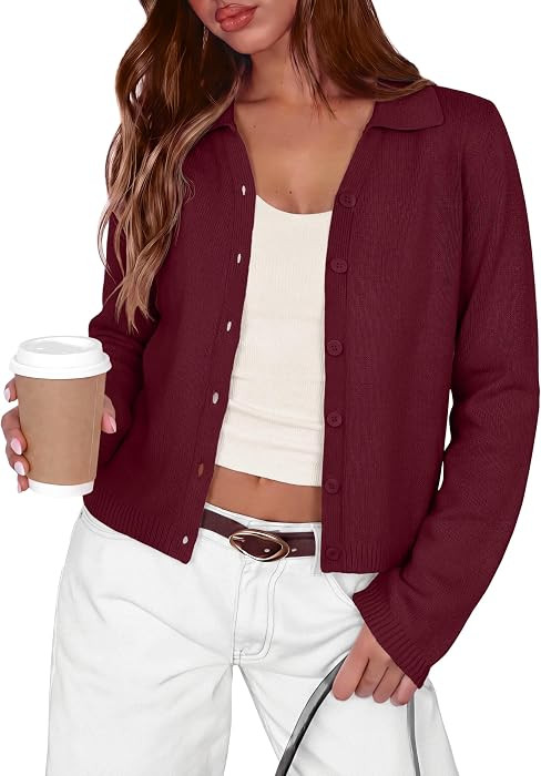 CFLONGE Womens Fall Lightweight Cardigan Button Down Sweaters | Amazon (US)