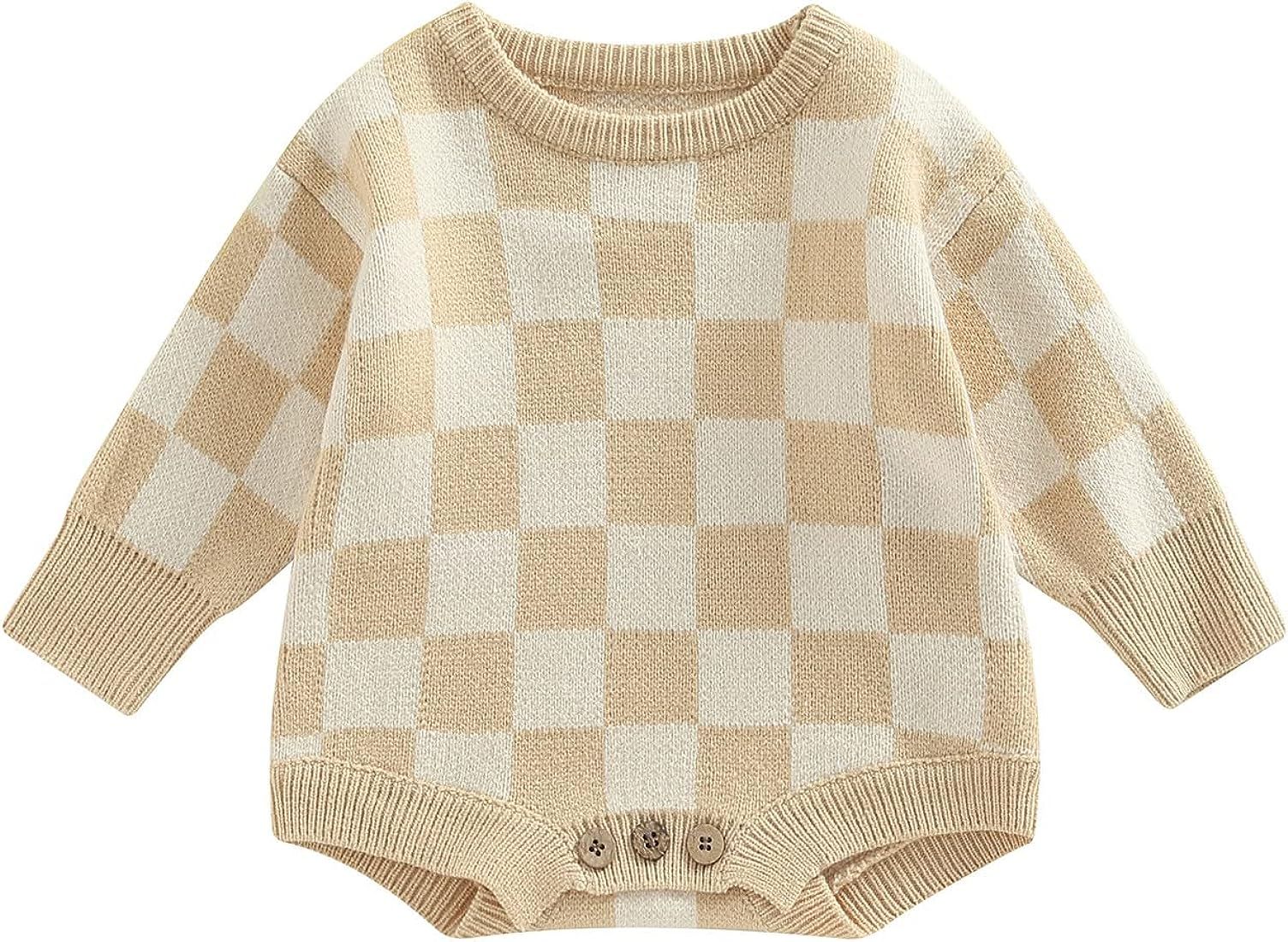 Kuriozud Baby Boy Girl Fall Winter Clothes Knit Sweater Romper Sweatshirt Soft Warm Outfit | Amazon (US)