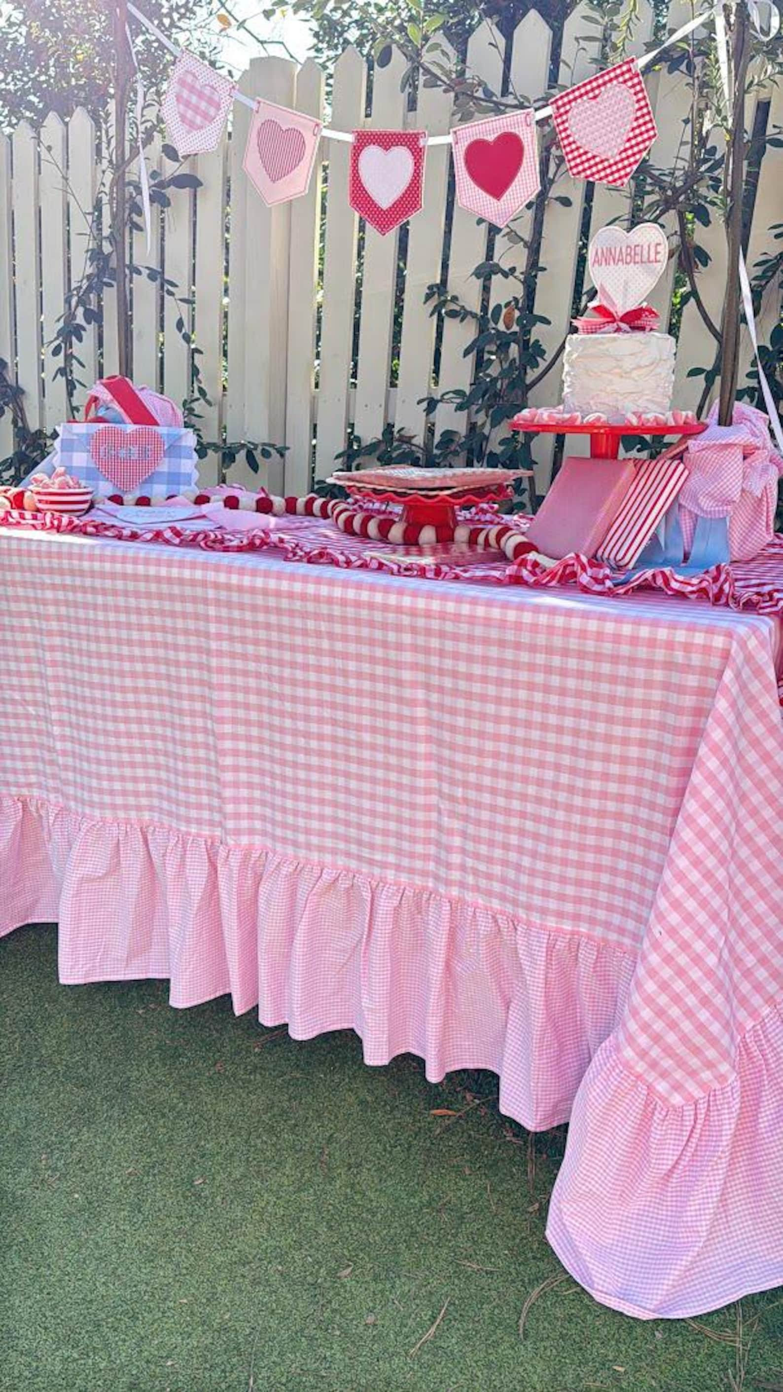 Pink Gingham Ruffle Tablecloth | Etsy (Global)