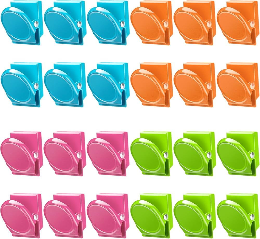 VICNOVA Magnetic Clips, 24 Pieces Magnetic Metal Chip Clips Fridge Magnets Refrigerator Whiteboar... | Amazon (US)