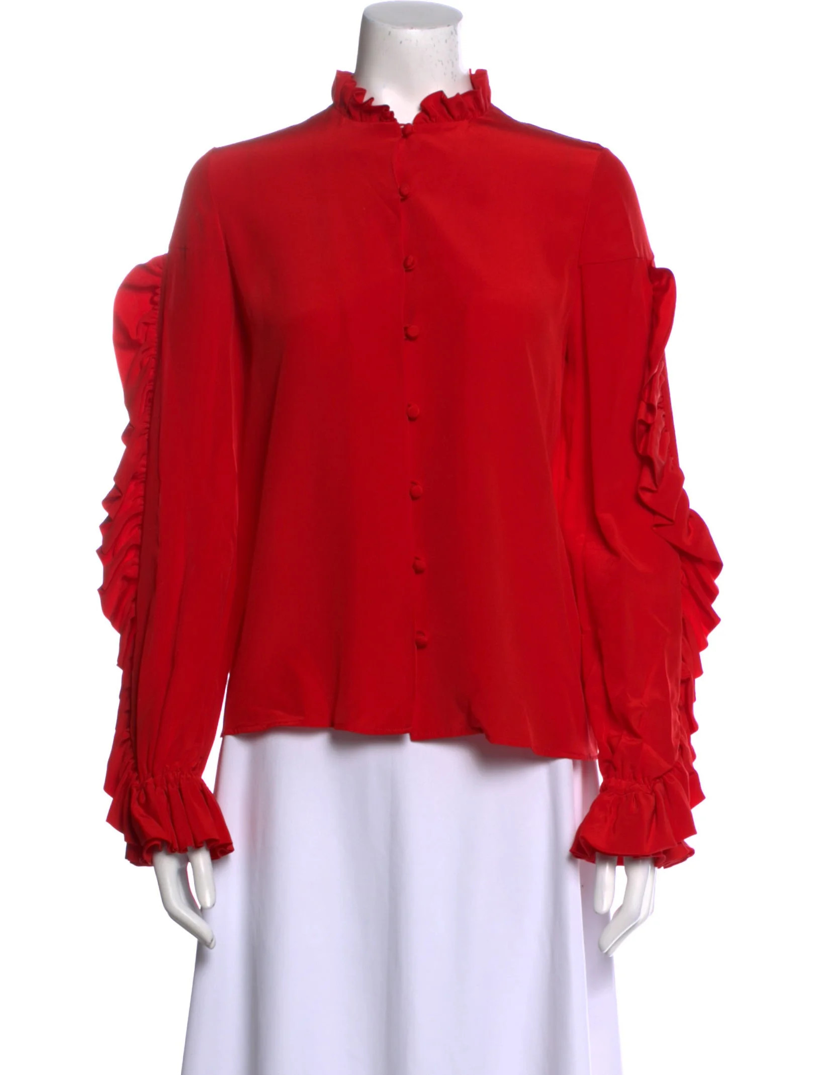 Silk Mock Neck Button-Up Top | The RealReal