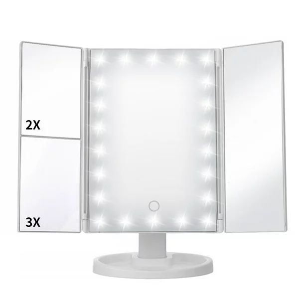 Makeup Vanity Mirror with 22 LED Lights, 1x 2X 3X Magnification, Lighted Makeup Mirror, Touch Con... | Walmart (US)