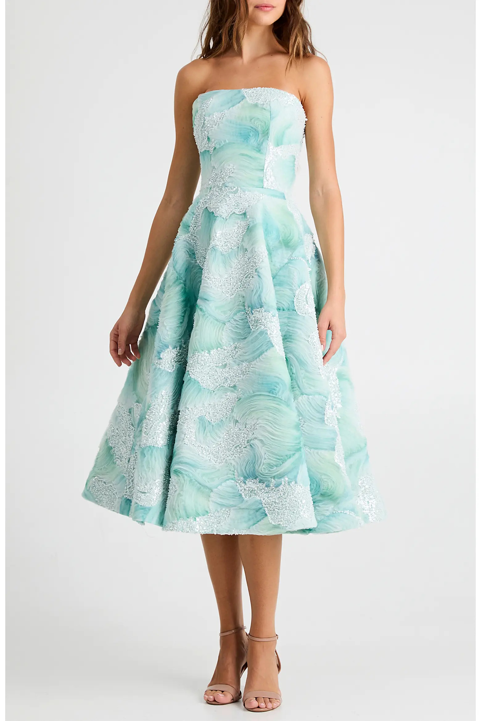 Vivi Bead Detail Print Strapless Cocktail Midi Dress (Women) | Nordstrom | Nordstrom