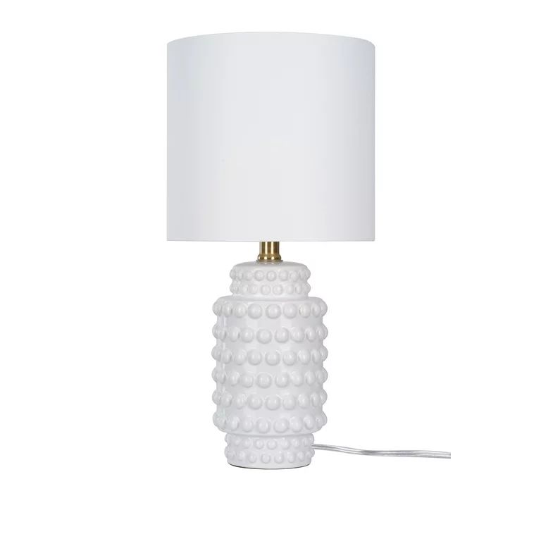 My Texas House Hob-Nail Ceramic Table Lamp, White Finish with Brass Accents, 18" H - Walmart.com | Walmart (US)