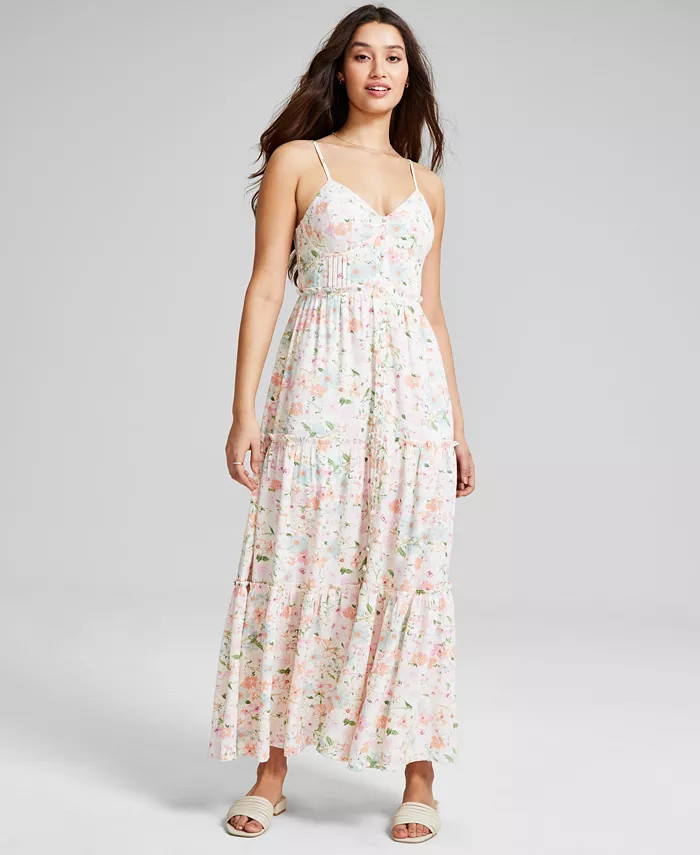 Women's Linen-Blend Button-Front Maxi Dress, Created for Macy's | Macy's