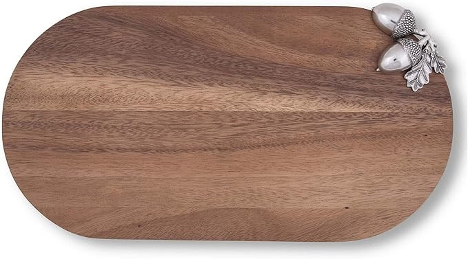 Vagabond House Cutting Bar/Cheese Acacia Wood Board with Pewter Metal Acorn 16.5 inch Long x 9 in... | Amazon (US)