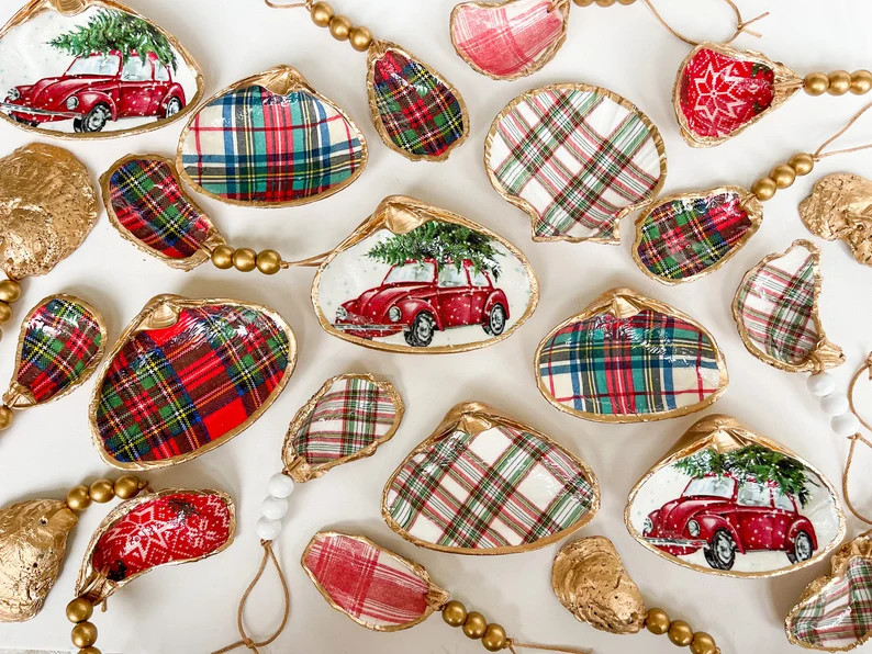 Oyster Ornaments | Shell Ornament | Christmas Holiday Gifts | | Etsy (US)