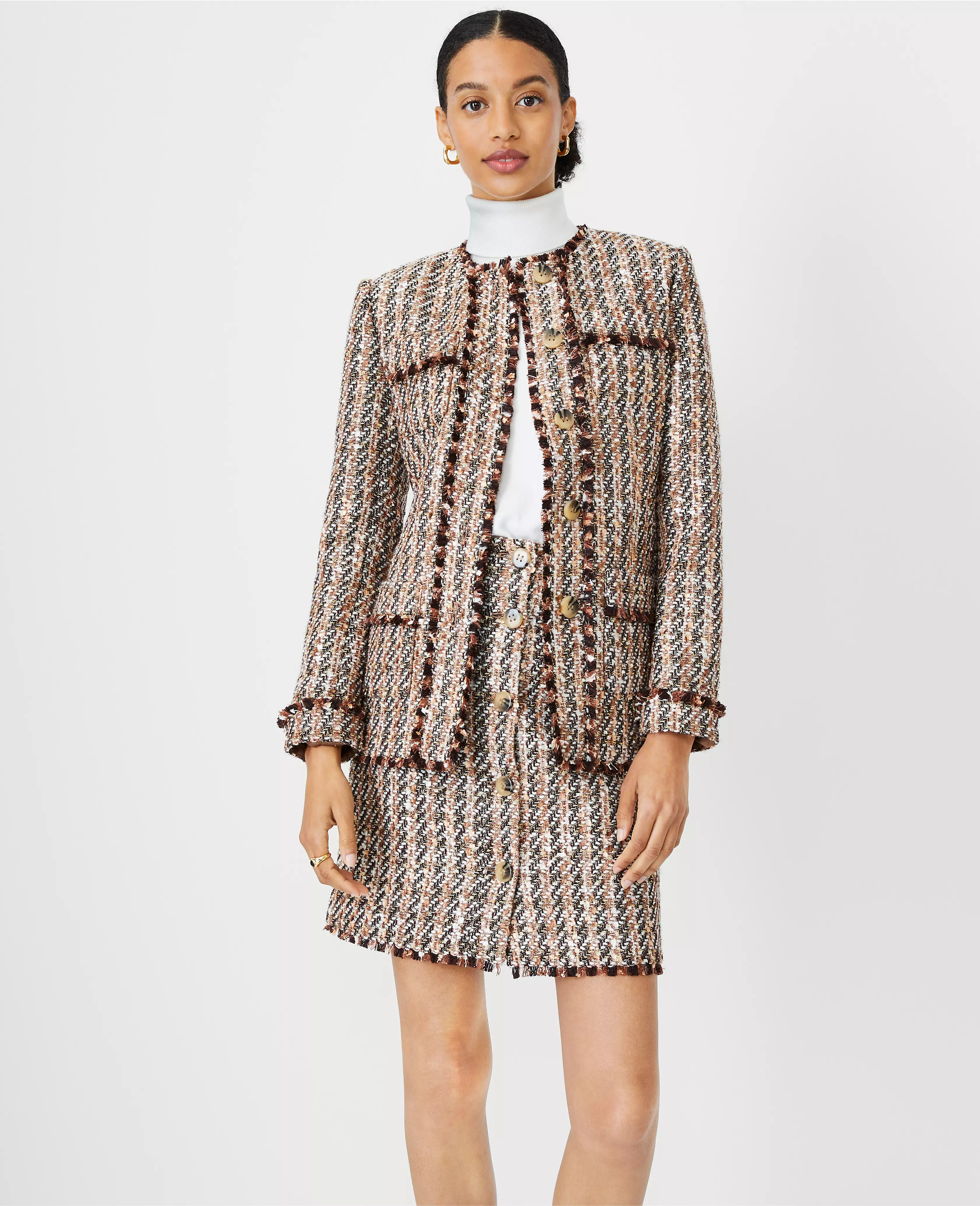 Metallic Fringe Tweed Jacket | Ann Taylor (US)