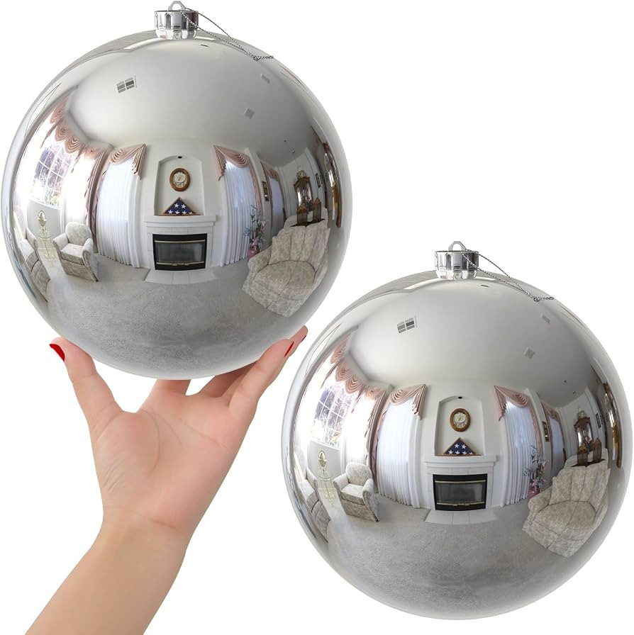 Silver 8.0" Extra Large Christmas Ornaments - Christmas Tree Decoration Balls Shatterproof Hangin... | Amazon (US)
