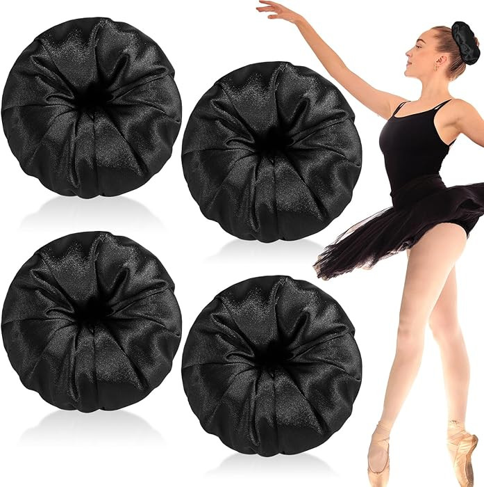 4 Pcs Satin Hair Bun Donut Satin Hair Bun Maker Dark Retain Moisture Easy to Style for Women Ladi... | Amazon (US)