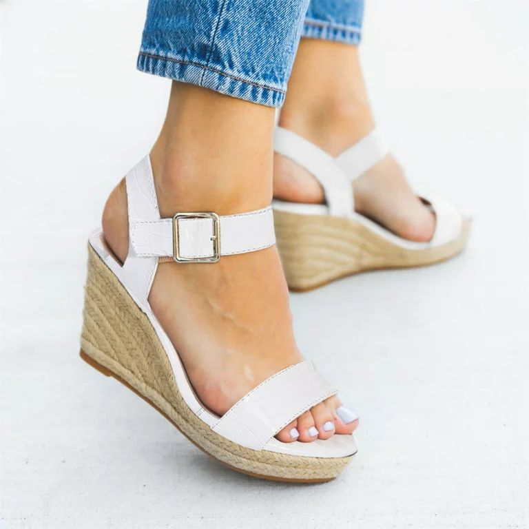 Wozhidaose Wedge Sandals for Women White Sandals Women Spring And Summer Sandals Wedge Heel Anima... | Walmart (US)