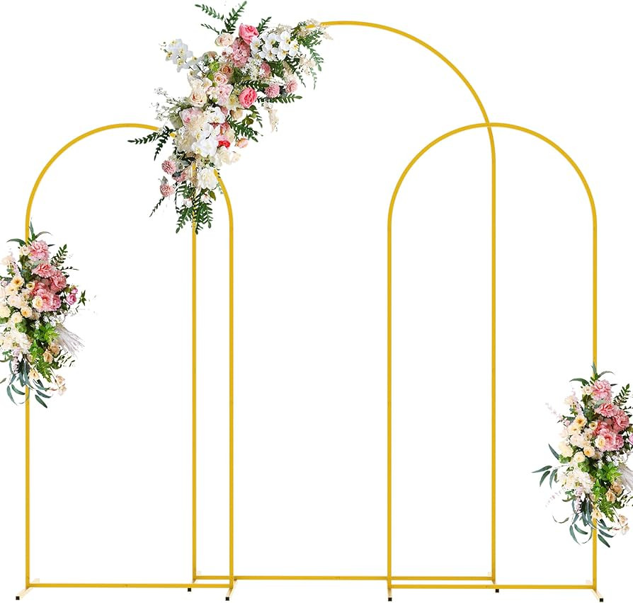 Wokceer Wedding Arch Backdrop Stand (7.2FT,6FT,6FT) Set of 3 Gold Metal Wedding Arch Stand for Bi... | Amazon (US)
