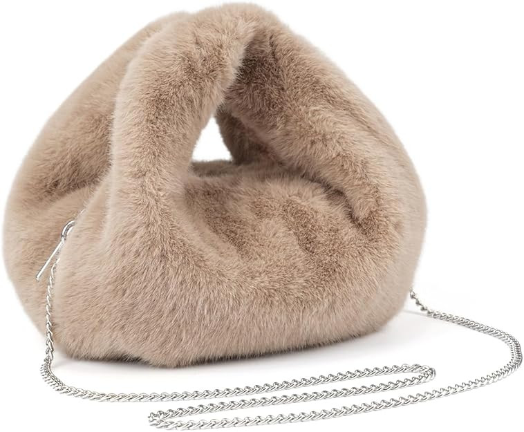Winter Small Crossbody Bag for Women Faux Rabbit Fur Hobo Bag, Soft Plush Shoulder Handbag Furry ... | Amazon (US)