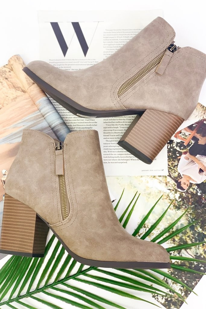 You've Got Mail Booties - Taupe | ivy & leo