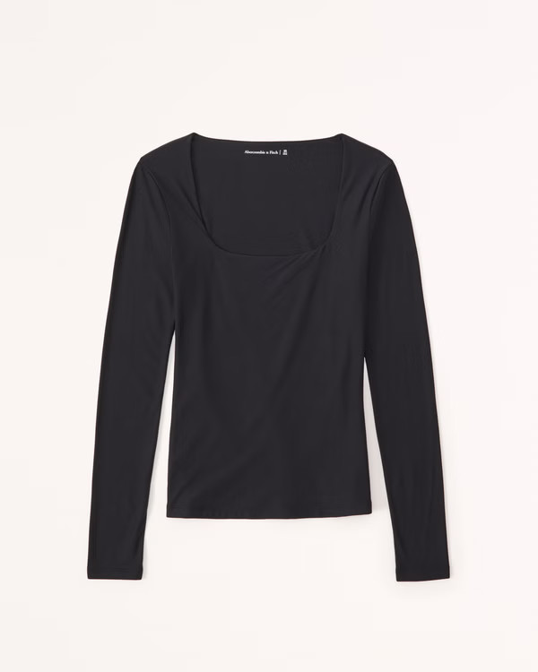 Soft Matte Seamless Long-Sleeve Tuckable Squareneck Top | Abercrombie & Fitch (US)