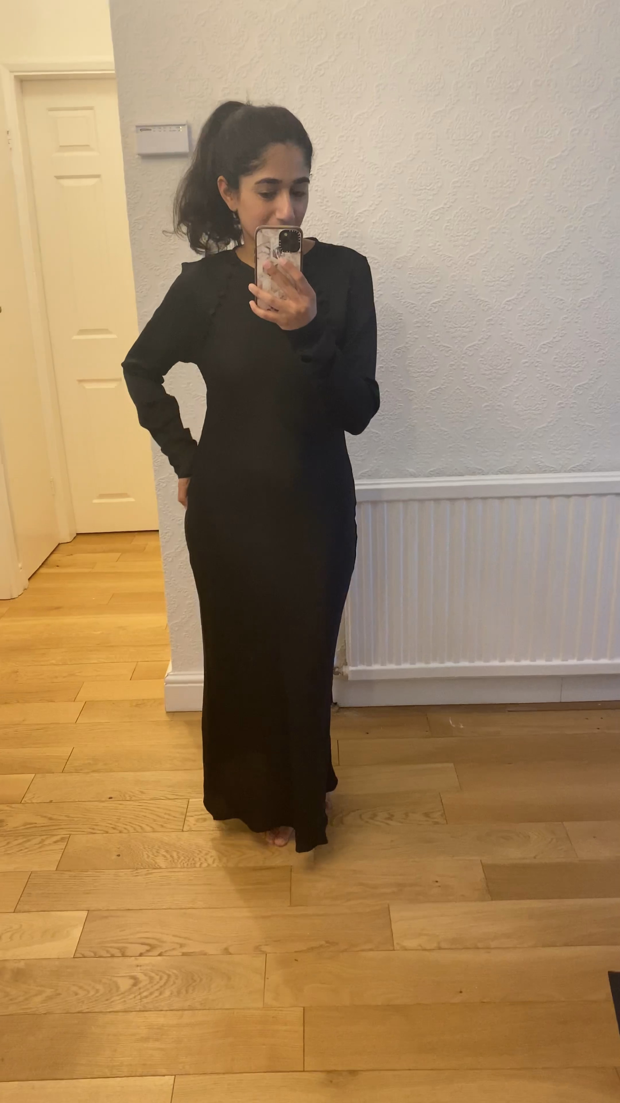 This dress is dreamy! Black satin dress and perfect for Eid. Great modest dress for Ramadan too