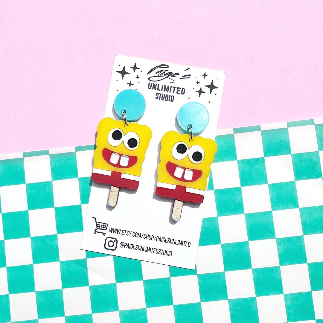 LIMITED Sponge Ice Cream Treat Earring, Handmade Acrylic Jewelry, Quirky Food Earrings, Sweets Ea... | Etsy (US)