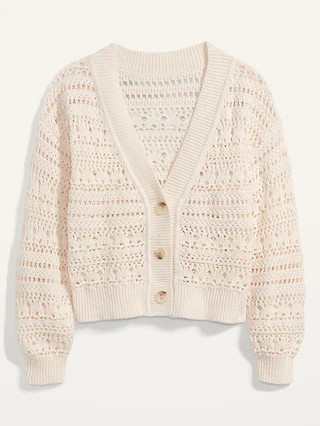 Cropped Open-Knit Cardigan for Women | Old Navy (CA)