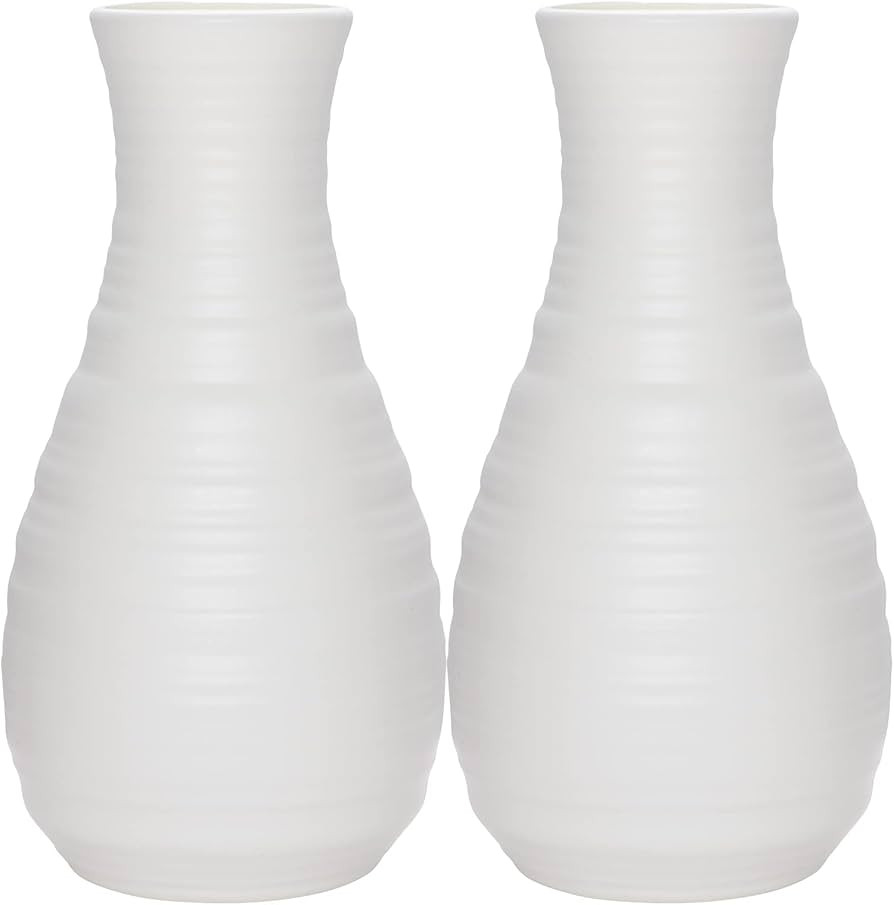 2 Pack Composite Plastics Flower Vase, Unbreakable Ceramic Look Vase for Home Decor Centerpieces,... | Amazon (US)