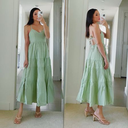 Pretty lime green dress perfect for spring and summer :) wearing XS. Straps are adjustable and it has an open back, so I would recommend petals or no bra. Easter dress, vacation dress
#LTKSale 

#LTKstyletip #LTKunder100 #LTKSeasonal